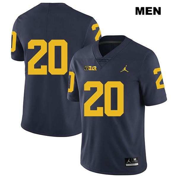 Men's NCAA Michigan Wolverines Brad Hawkins #20 No Name Navy Jordan Brand Authentic Stitched Legend Football College Jersey IQ25R11UU